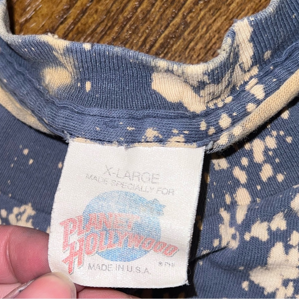Planet Hollywood Vintage Disney Blue & Cream Splatter Short Sleeve Shirt Size XL - Picture 11 of 12